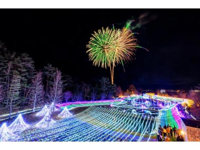 Winter Illumination 2024「光り輝く機関車の旅」が2024年11月2日~2025年1月13日まで長野県安曇野市の国営アルプスあづみの公園で開催│クリスマスイルミネーション・見どころ・穴場・気温・駐車場